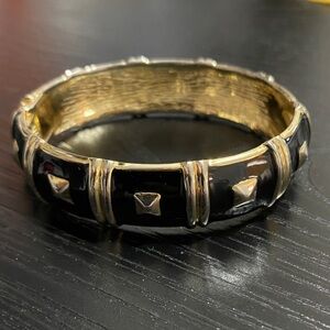 Vintage Black and Gold Studded Bangle Bracelet